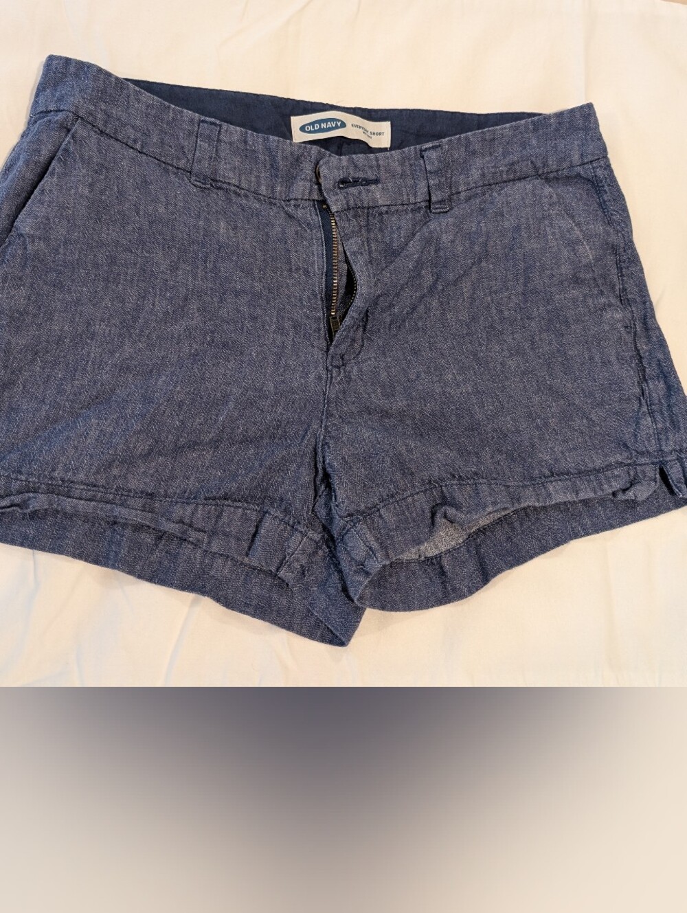 Old Navy Women's Blue Heathered Linen-Blend Shorts